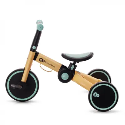 Tricicleta pentru copii Kinderkraft 4trike Sunflower Blue transformabila, cu cadru de aluminiu, pliabila, roti din spuma Eva, 3 functii, greutate redusa doar 3,5 kg, de la 12 luni