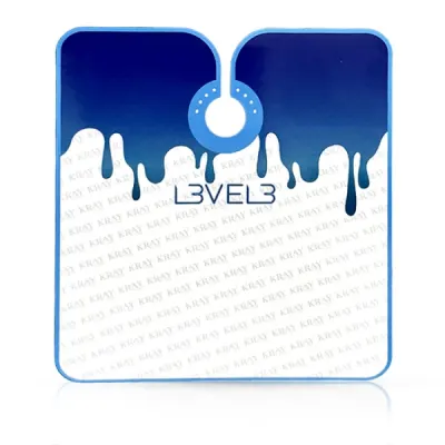 Pelerina frizerie/coafor - L3VEL3 - guler neopren - alba cu insertie albastru - KRAY