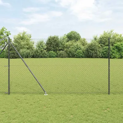 vidaXL Gard de lanț cu vârfuri 25 x 1,5 m Oțel cu strat de PVC Gri
