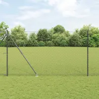 vidaXL Gard de lanț cu vârfuri 25 x 1,5 m Oțel cu strat de PVC Gri