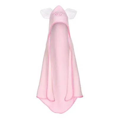 Prosop din bumbac terry pentru copii Bocioland Pink Piggy 80x80 cm,gluga brodata,urechi decorative