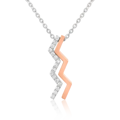 Lant cu pandantiv din aur alb-roz cu diamante de 0.105ct