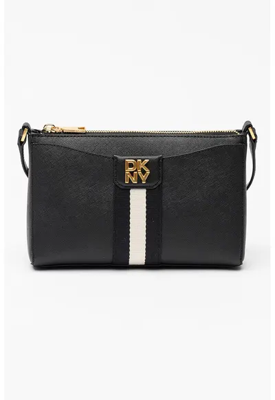 Geanta crossbody din piele cu logo metalic Nuri - Negru/Alb murdar