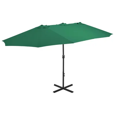 Gossi umbrela de soare de exterior, stalp aluminiu, verde, 460x270 cm