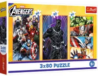 Puzzle pentru copii Trefl din 3 x 80 piese - Marvel: Zile pline de acțiune