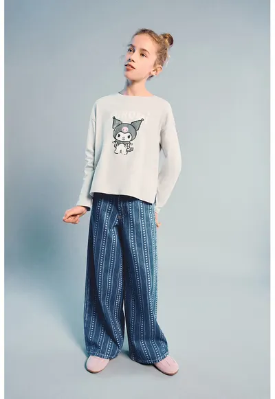 Blugi cu model grafic - Albastru inchis
