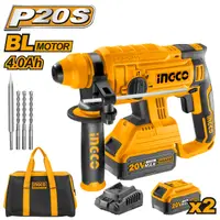 Ciocan Rotopercutor Industrial 20V BL Motor cu 2 Acumulator 4Ah Incarcator + Geanta Ingco CRHLI22012