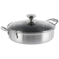 Cratita Joasa din Otel Inoxidabil cu Capac Sticla, 26 cm, 3 l, Compatibila Inductie, Grunberg