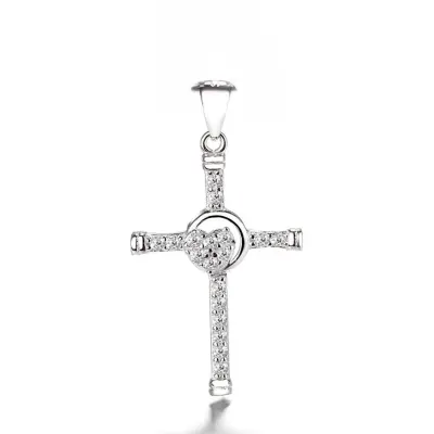 Pandantiv argint 925, JW1298, model cruce, placat cu rodiu