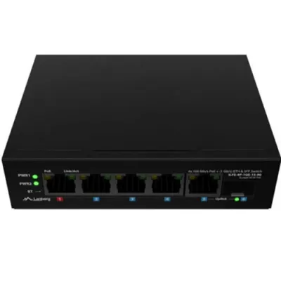 Switch Lanberg ILFE-4P-1GE-1S-90, 1 port 100BASE-T 802.3bt PoE++, 3 porturi 100BASE-T 802.3af/802.3at PoE+, Unmanaged, maxiumum