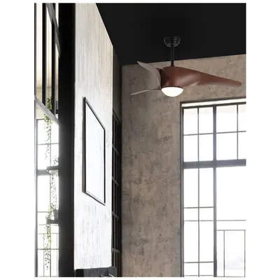 Lustra cu ventilator BREEZE Body: Otel Mat Negru and Sticla, Blades: Lemn Finish ABS DC Motor Max.40 W, 5 Speed Control, Bulb: LED 18 W 650Lm 3000K IP20