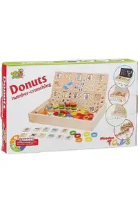 Joc educativ din lemn cu tablita de scris. Donuts number-crunching