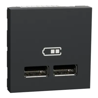 Noua Unica, Priza dubla incarcare USB A+A 2.1A, 2module, antracit