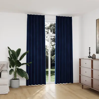 vidaXL Draperii opace 2 buc. albastru închis 140x245cm catifea cârlige