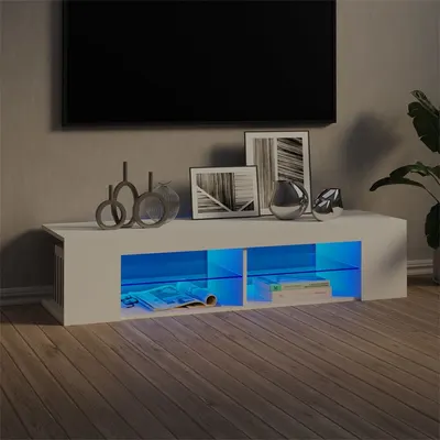 vidaXL Comodă TV cu lumini LED, alb, 135x39x30 cm