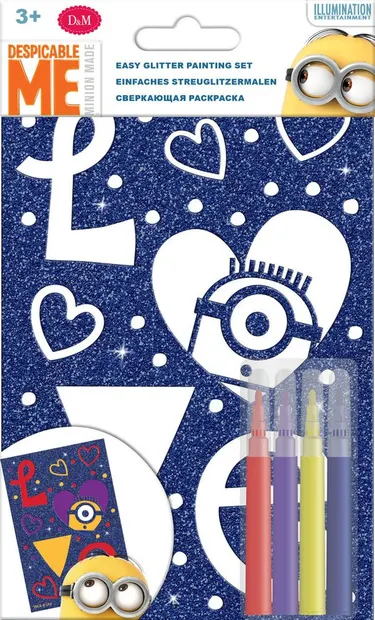 Set creativ Revontuli Toys Oy - Coloreaza singur o imagine stralucitoare, Minions