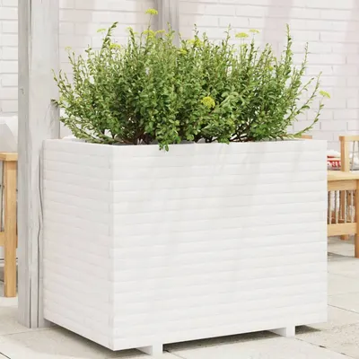 vidaXL Jardinieră de grădină, alb, 90x60x72 cm, lemn masiv de pin