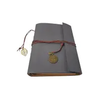 Jurnal tip agendă vintage cu șnur și pandantive metalice - Gri