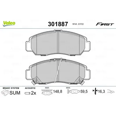 Set placute frana, frana disc VALEO 301887