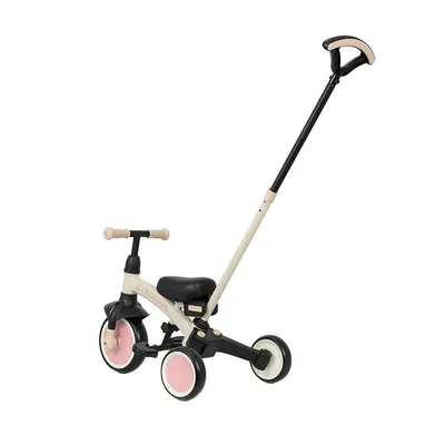 Tricicleta pentru copii Qplay Stager Roz evolutiva, pliabila, scaun reglabil, roti Eva, suport pentru picioare, maner parental reglabil