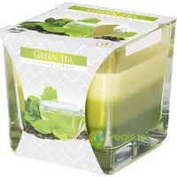 Lumanare Parfumata in Pahar Trei Culori cu Aroma Ceai Verde