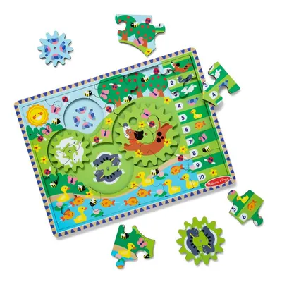 Puzzle cu roți dințate Melissa & Doug - din lemn, 24 piese