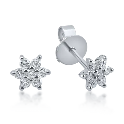 Cercei din aur alb cu diamante de 0.114ct