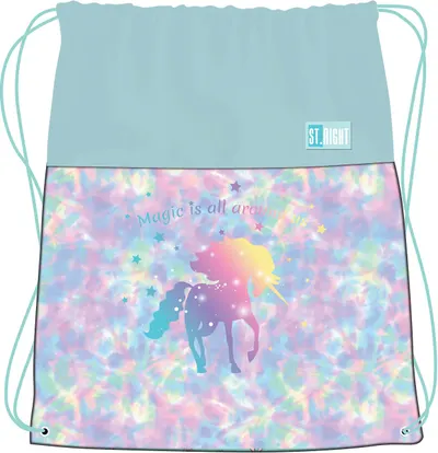 Geantă sport St. Right Magic Unicorn - Rainbow, cu șireturi
