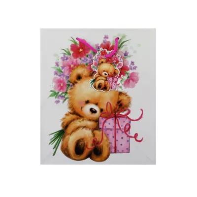Punga cadou hartie M TEDDY FLORAL