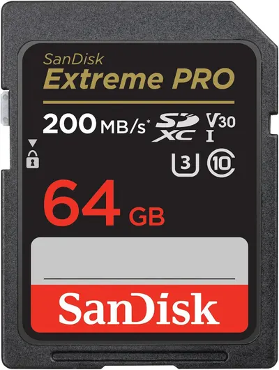 Card de memorie SanDisk - Extreme PRO, 64GB, SDXC, UHS-I, Clasa 10, V30, U3