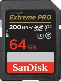 Card de memorie SanDisk - Extreme PRO, 64GB, SDXC, UHS-I, Clasa 10, V30, U3