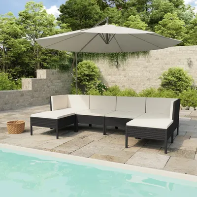 Gossi set mobilier de gradina cu perne, 6 piese, negru, poliratan