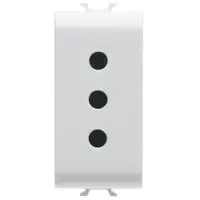 Priza italiana 1 modul Gewiss Chorus GW10201, 2P+E 10A - tip iesire P11, alb