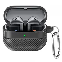 Husa Techsuit CarbonFiber pentru Samsung Galaxy Buds3 FE / Buds3 Pro / Buds3, Neagra