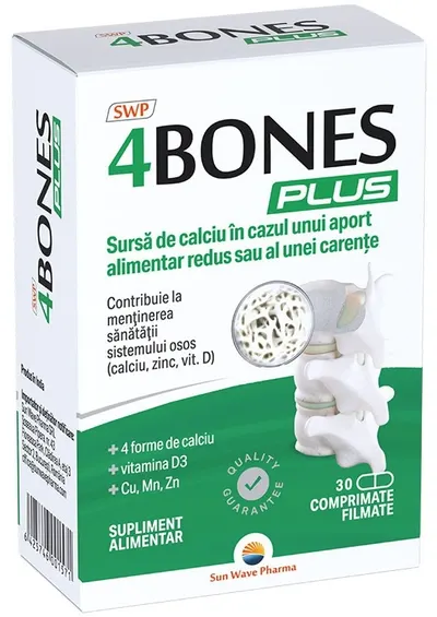 4 Bones Plus, 30 comprimate filmate , Sun Wave Pharma