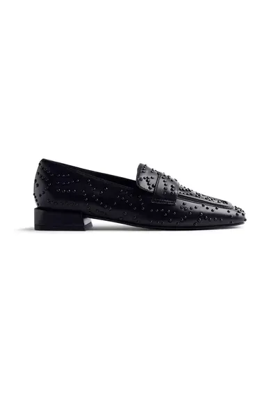 Pantofi loafer de piele ecologica cu tinte Lanse - Negru