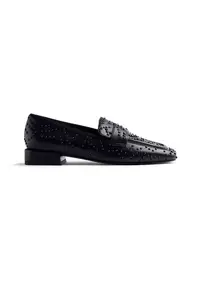Pantofi loafer de piele ecologica cu tinte Lanse - Negru