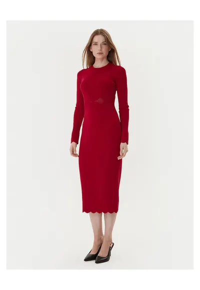 Rochie tricotata de dama rosu