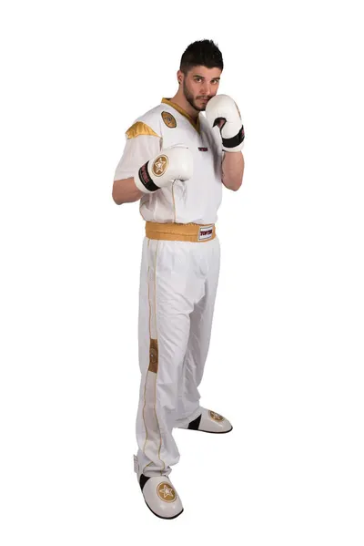 Uniformă Kickboxing „Star Edition”, aprobat WAKO, Top Ten, Alb-Auriu, 160 cm