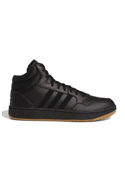 Pantofi sport medii de piele ecologica Hoops 3.0 - Negru/Negru stins