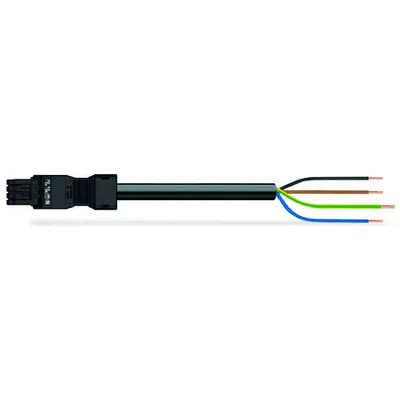pre-assembled connecting cable; Eca; Socket/open-ended; 4-pole; Cod. A; H05Z1Z1-F 4G 1.5 mm²; 1 m; 1,50 mm²; black
