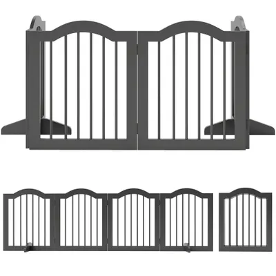 PawHut Barieră pentru câini barieră de protecție autoportantă cu picioare, barieră pliabilă pentru câini, 4 panouri, 208 x 29,5 x 61 cm, Negru | Aosom Romania
