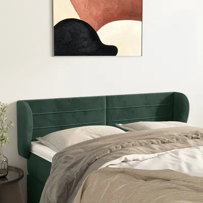 Gossi tablie de pat cu aripioare verde inchis 147x23x78/88 cm catifea