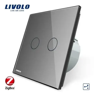 Intrerupator dublu cap scara / cruce ZigBee Gri