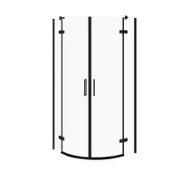 Cabina de dus 80x80x195 cm, sticla securizata 6 mm, semirotunda, negru, Cersanit Jota
