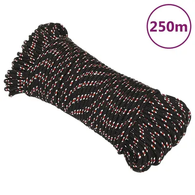 vidaXL Frânghie de barcă, negru, 5 mm, 250 m, polipropilenă