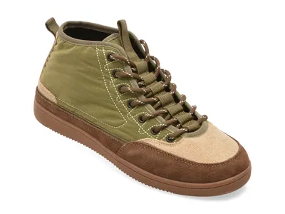 Ghete GRYXX verzi, M99898, din material textil si piele naturala