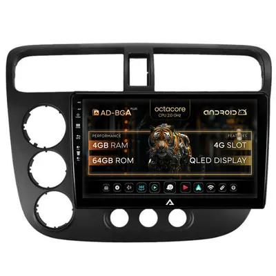 Navigatie Honda Civic (1998-2005), Android, A-Octacore 4GB RAM + 64GB ROM, 9 Inch - AD-BGA9004+AD-BGRKIT018