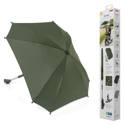 Umbrela parasolar carucior copii, protectie UV 80+, forma patrata 80 cm, reglabila 180, prindere universala anti-alunecare, Reer ShineSafe Verde
