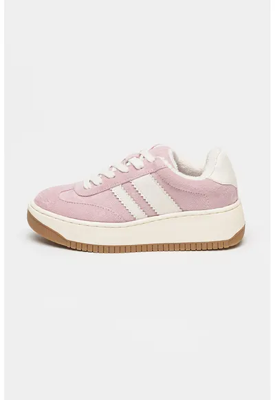 Pantofi sport cu garnituri contrastante Field - Alb/Roz pastel